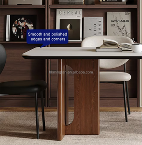 Juego de Mesa de Comedor Convertible de Madera Maciza Rectangular Moderna y Duradera con 6 Sillas de Lujo para Muebles de Hotel, Villa o Apartamento - Product Image 3