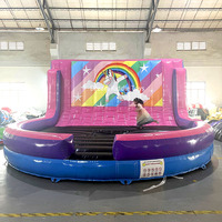 Castillo Inflable con Tobogán de Unicornio, Juego de Rodeo de Unicornio, Castillo Hinchable con Diseño de Nubes y Arcoíris para Niños
