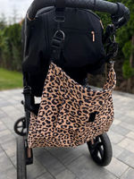 Hamac portable pour poussette à imprimé léopard, pliable, pour bébés de 6 mois et plus, avec support pour deuxième enfant et organisateur