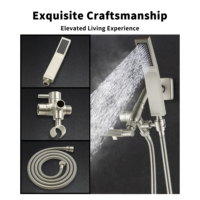 Ensemble de douche thermostatique 3 fonctions anti-éclatement YEETE - Acier inoxydable brossé, valve en céramique, design moderne et élégant, fixation murale pour