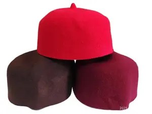 Chapeaux de Prière Aïd Ramadan pour Hommes Musulmans, Kufi Hijab en Feutre de Laine Marron Rouge, Bérets Faits à la Main, Chapeau Élégant Printemps Hiver - Product Image 2