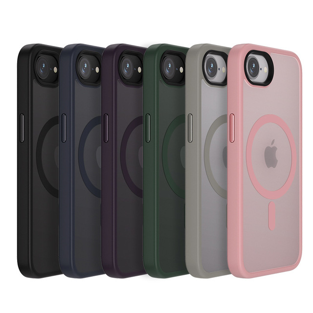 High Quality Frosted Matte PC TPU Magnetic Cover Case for iPhone 16E SE4 2025 17e With Metal Button