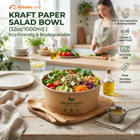 Contenedor Redondo de Kraft para Ensaladas, Apto para Microondas, para Frutas y Pasta, Construcción Rígida, Apto para Congelador, Resistente a la Grasa