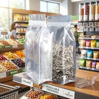 Sachets en plastique à fond plat transparents mats, thermoscellables et étanches à l'humidité, avec fermeture éclair, pour aliments et épices, 250g, 500g, 1kg