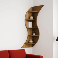 Étagères d'angle suspendues en bois uniques, étagère flottante pour mur