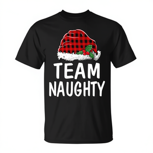 Pyjama de Noël à carreaux rouges Père Noël coquin, T-shirt familial, Produit promotionnel - Product Image 2