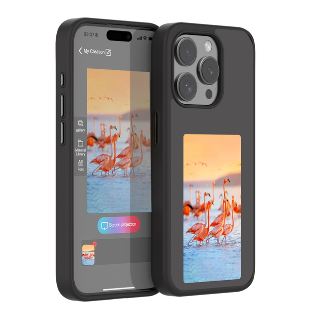 New Designer Luxury NFC DIY Smart E Ink Screen Display Mobile Phone Cases Cover for Fundas iphone 16 17 Pro Max case 14 13 12 15