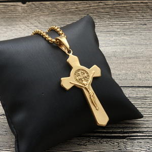 Cross Pendant Stainless Steel Gold Color Themed Pendant For Men Gift Necklace - Product Image 1