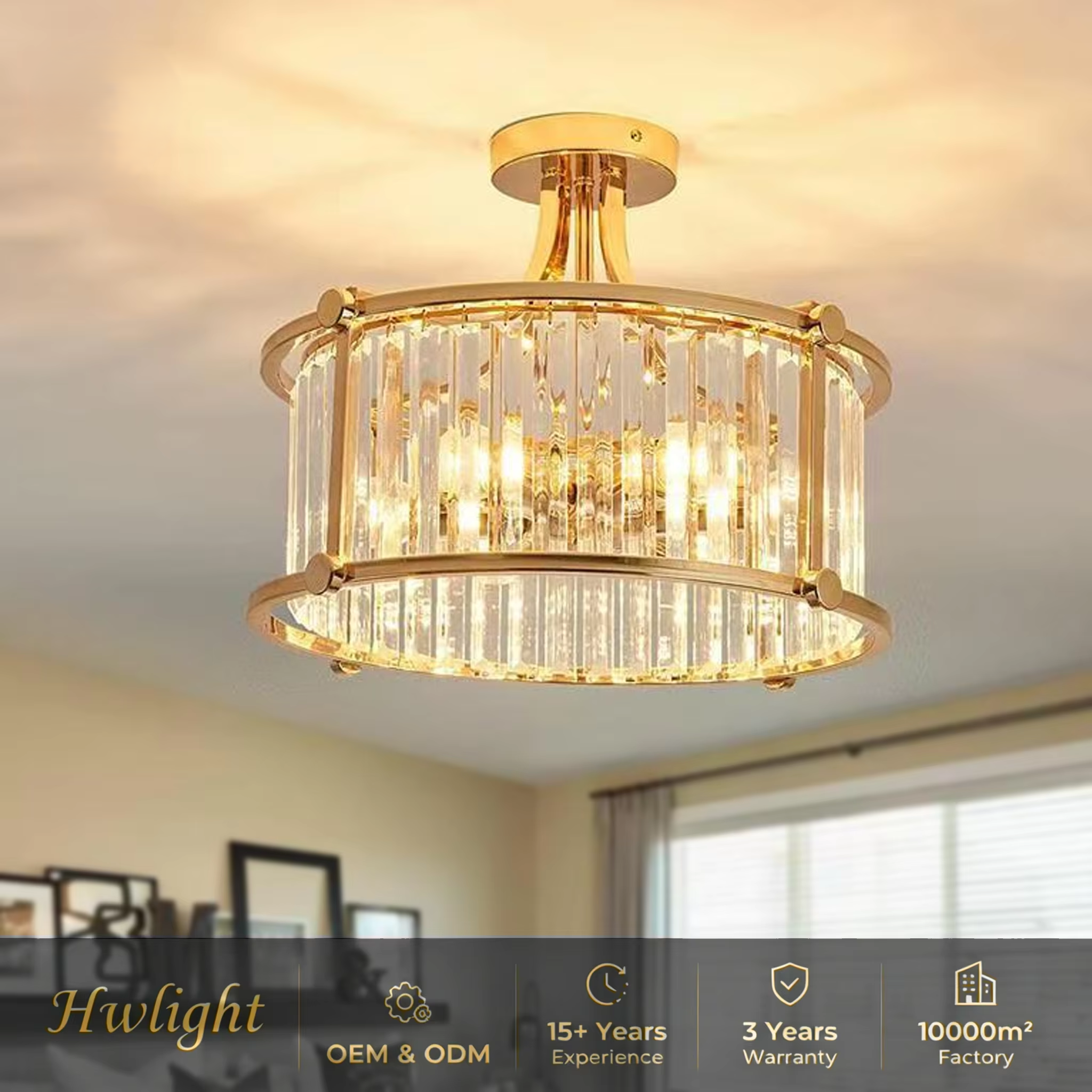 Modern Living Room Crystal Led Ceiling Lamp European Fashion Gold Round Bedroom Lighting Home Decoration Ceiling Lights 2 Years