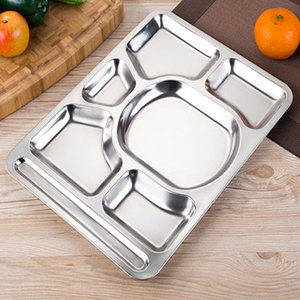 Chất Lượng Cao Kim Loại Bữa Ăn Tối Tấm Chia <span class=keywords><strong>7</strong></span> Phần Ngăn Khay Thức Ăn Thép Không Gỉ Ăn Trưa Khay Lớn Cho Người Lớn - Product Image 5