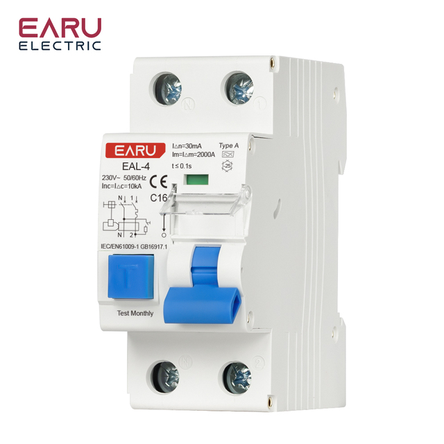2P Architecture Type a RCBO 30mA Leakage Protection Curve B/C Tripping Characteristics 220V AC 50/60Hz Circuit Breaker MCB EAL-4