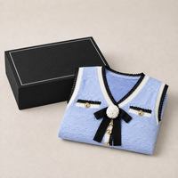 Nouvelle Robe Tricotée Été 2026 Bleue Col V Sans Manches Coupe Slim à Volants Jupe Trapèze Élégante pour Femme – Idéale Quotidien, Rendez-vous Galants et Soirées