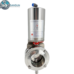 Vanne papillon pneumatique sanitaire <span class=keywords><strong>anti</strong></span>-contamination SS304 316L pour pipeline - Product Image 1