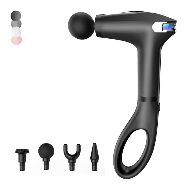 HB-005 New Extended-Handle Massage Gun with Colorful Touch Screen, Fascial Gun for Physical Therapy, Massager