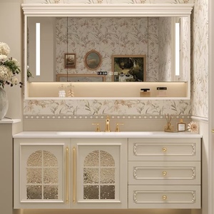 BALOM French Classic Style Bathroom Cabinet Wood MDF Plywood Melamine Vanity with <b>Smart</b> <b>Mirror</b> Ready to Assemble OEM - Product Image 1