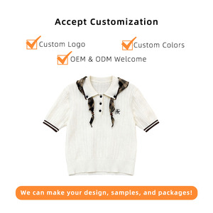 Polo de Punto Personalizado, Estilo Preppy, Casual, con Mangas Acanaladas para <span class=keywords><strong>Mujer</strong></span> - Product Image 5