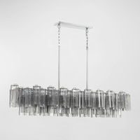 Lustre LED moderne classique personnalisé de luxe pour salon, salle à manger, lampe suspendue rectangulaire gris fumé