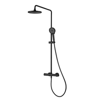 Robinet de douche thermostatique à poignée unique pour hôtel, avec cartouche céramique, pommeau de douche effet pluie et design de tuyauterie apparente