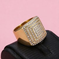 Nouvelle bague en acier inoxydable à quatre couches pour hommes, bague hip-hop avec diamants