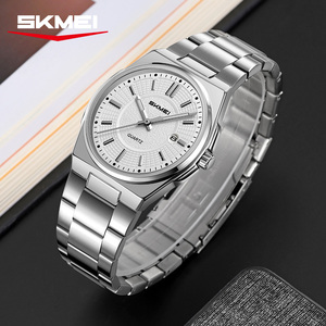 Montre à quartz pour homme, logo personnalisé, bracelet en acier inoxydable de haute qualité, cadran analogique, date, boîtier fin, montre-bracelet de luxe pour affaires, vente en gros - Product Image 1