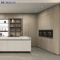 Ensemble complet d'îlots de cuisine modulaires Macio en bois grainé de luxe, prêts à assembler, solution clé en main pour toute la maison, prêt pour le projet