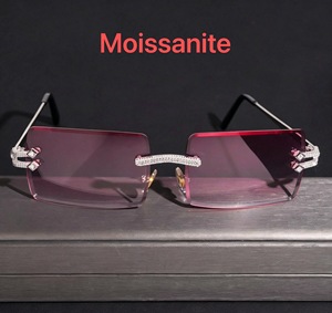 Nouvelles Lunettes de Soleil Tendance en Argent 925 avec Verres Roses et Branches en Moissanite, Personnalisables pour Hommes et Femmes - Product Image 3