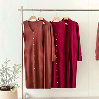 Tenues Sexy en Tricot Pull Cardigan à Manches Longues et Robe Midi Ensembles 2 Pièces pour Femmes