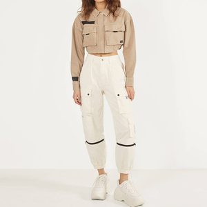 Chaquetas de trabajo de utilidad de Top corto de <span class=keywords><strong>mujer</strong></span> personalizadas de tela de sarga de alta calidad - Product Image 4