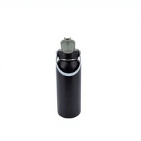 Bouteille isotherme élégante en acier inoxydable noir de 1000 ml avec poignée à rivets et couvercle à ouverture directe pour les voyages et les activités de plein air
