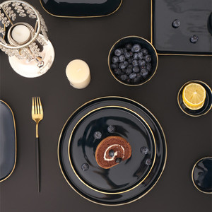 ชุดอาหารเซรามิกหรูหราสไตล์<span class=keywords><strong>ใหม่</strong></span>ลายเส้นทองสำหรับบ้านและร้านอาหาร - Product Image 6