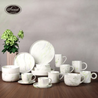 Vaisselle en porcelaine SWT vintage, couleur brillante, vaisselle en céramique personnalisée, ensemble d'assiettes vertes pour les événements de mariage