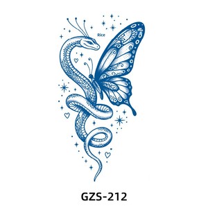 Nouveaux autocollants de <span class=keywords><strong>tatouage</strong></span> semi-permanents aux herbes, motif papillon et serpent, semi-artisanaux, pour hommes et femmes, tatouages d'armes réalistes - Product Image 2