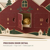 Boîte de calendrier de l'avent minimaliste en forme de maison, matériaux recyclés, fermeture magnétique, design personnalisable pour cadeaux de fêtes et vente au détail
