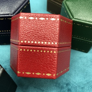 Hexagonal Flip-Top Leatherette Paper Printed Jewelry <b>Box</b> Proposal Wedding Diamond Ring <b>Box</b> <b>Earrings</b> <b>Box</b> Velvet Lining - Product Image 4