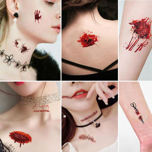 30 autocollants de tatouage d'Halloween, cicatrices d'<span class=keywords><strong>horreur</strong></span>, blessures réalistes, sang, <span class=keywords><strong>maquillage</strong></span> d'Halloween, art corporel, papillons, autocollants de dessins animés - Product Image 2
