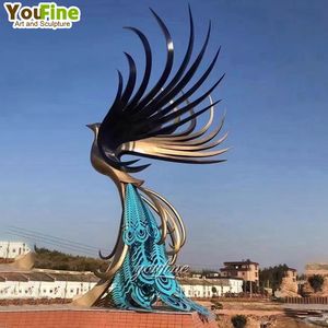 YOUFINE Jardín al aire libre Moderno Espejo grande Abstracto <span class=keywords><strong>Acero</strong></span> inoxidable Fénix Estatua Escultura - Product Image 5