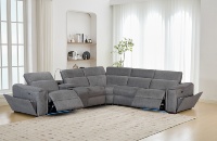 Sofa Recliner Pojok Modern Bentuk L Elektrik dengan Speaker Bluetooth, Lampu LED, dan USB untuk Home Theater