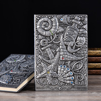 Carnet Vintage Nautique Gaufre Cuir PU A5 Journal Fait Main Antique Ecriture Bureau Ecole Cadeau Papeterie Carnet