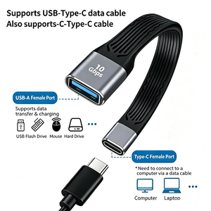 Adattatore USB C Femmina a USB Femmina, Cavo Prolunga USB 3.1 da Tipo C a Tipo A, Trasferimento Dati 10Gbps, Design Piatto e Flessibile - Product Image 5