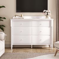 Commode blanche pour chambre d'enfant, 6 tiroirs de rangement, commode à pieds en bois, organisateur de vêtements pour bébés et tout-petits