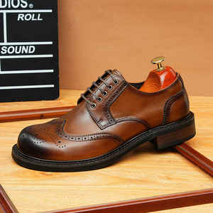 Chaussures Oxford pour hommes en cuir de veau à bout pointu avec soutien de la voûte plantaire, semelle en caoutchouc antidérapante et maille respirante pour le printemps et l'été - Product Image 1