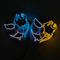 Masque d'Halloween en PVC multicolore lumineux à LED, respirant, effrayant et terrifiant, accessoire de costume pour soirée dansante