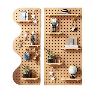 Solid Wood Pegboard Wall Shelf With Shelves For Entryway Storage Display Rack Custom Size Multi Layer Wooden Organizing Board - Product Image 5