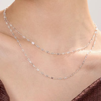 Collier ras du cou en argent 925 pour femme, motif ciel étoilé et vague d'eau, nouvelle collection 2026, design superposé, style influenceur, pour la vie quotidienne