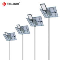 Lampadaire solaire LED 160Lm/W CE ROHS IP65 60W 120W 120 degrés avec batterie LiFePO4 12.8V et capteur micro-ondes 3000K-6500K