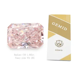 热卖HPHT CVD 1ct 2ct花式粉色实验室钻石辐射椭圆形心形垫切割松散合成钻石制作钻石戒指