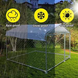 6.6X6.6FT คอกสุนัขขนาดใหญ่คอกสุนัขกลางแจ้งพร้อมหลังคาคอกสุนัขขนาดใหญ่คอกสุนัขพร้อมหลังคากันน้ำสำหรับสนามหลังบ้าน - Product Image 6