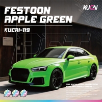 KUCAI 1.52*17m Autocollant de voiture en vinyle PVC PET super brillant vert pomme, film de protection pour voiture, autocollants de carrosserie
