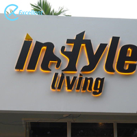 Letrero Acrílico de Negocios 3D, Letrero de Oficina Comercial, Letras Iluminadas Retroiluminadas, Letrero con Logo Led, Decoración de Pared