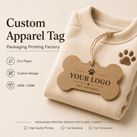 Étiquette volante personnalisée en papier pour emballage de produits pour animaux de compagnie, découpée en forme d'os, pour collier et laisse de chien, avec cordon élastique, en carton kraft écologique, vente en gros